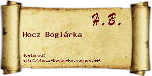 Hocz Boglárka névjegykártya
